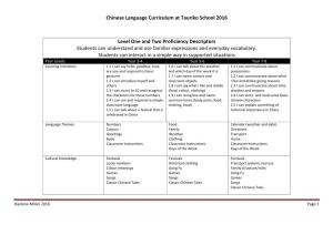 Chinese Language Curriculum at Tauriko School 2016