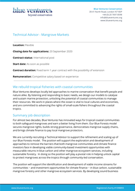 Technical Advisor - Mangrove Markets