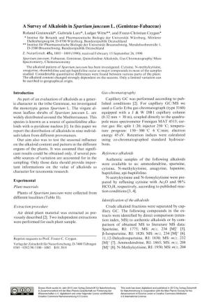 A Survey of Alkaloids in Spartium Junceum L. (Genisteae