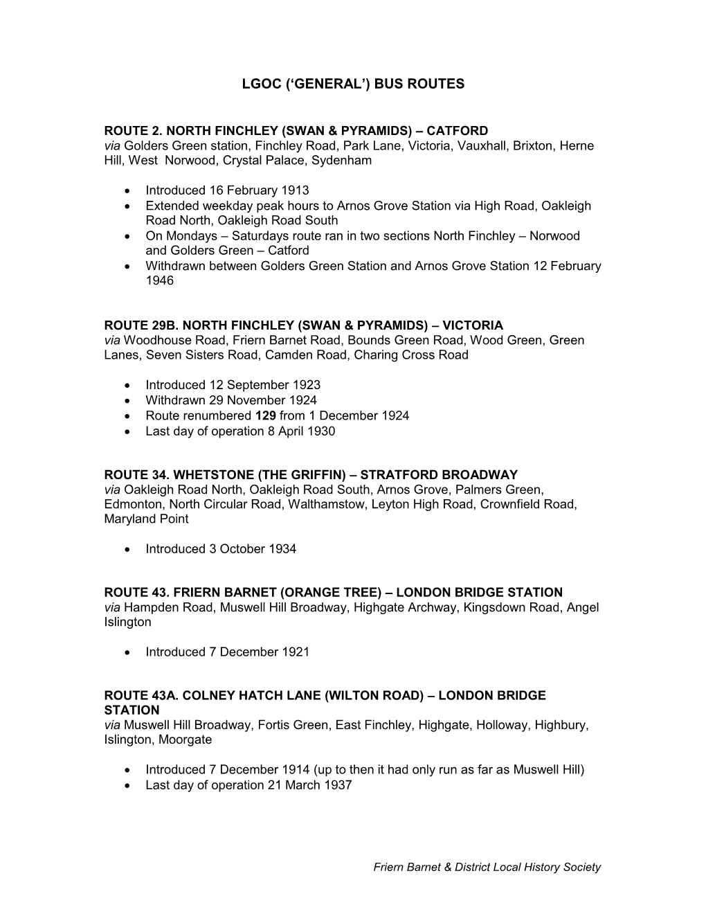 Lgoc ('General') Bus Routes