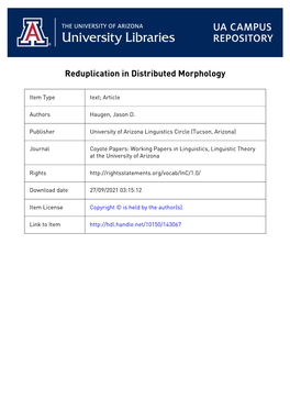 Reduplication in Distributed Morphology