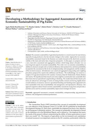 Developing a Methodology for Aggregated Assessment of the Economic Sustainability of Pig Farms
