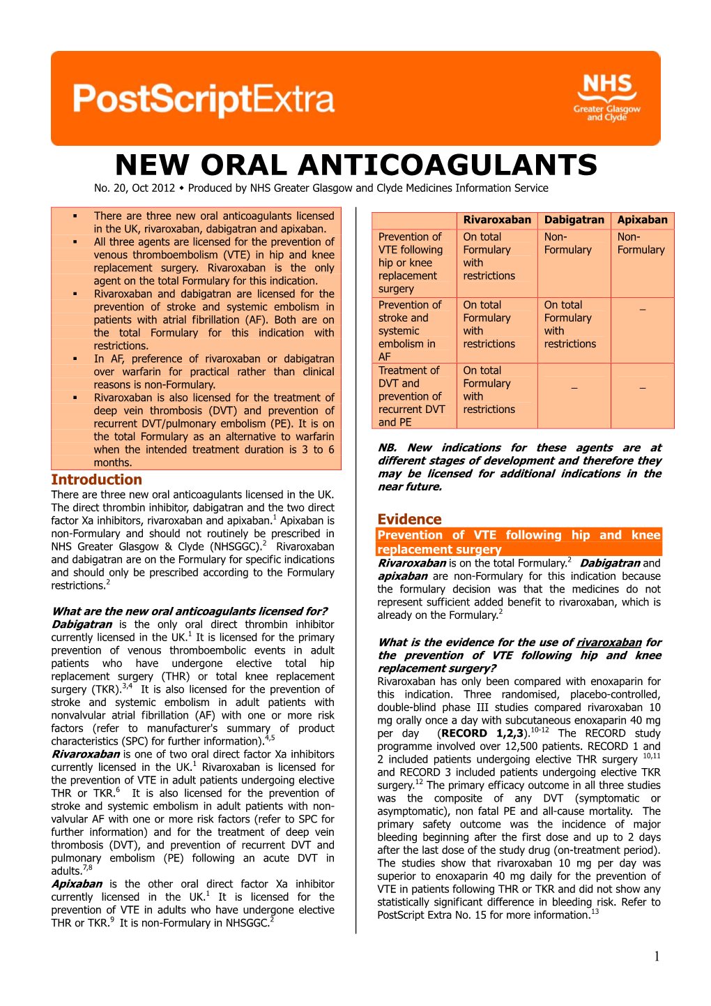 NEW ORAL ANTICOAGULANTS No