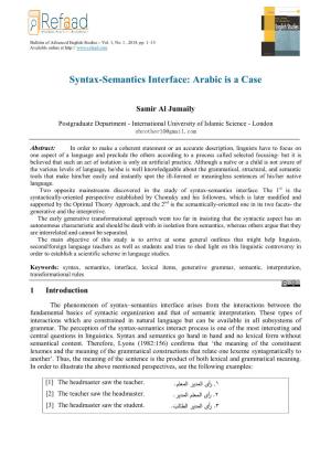 Syntax-Semantics Interface: Arabic Is a Case