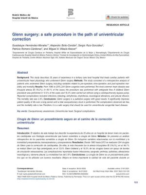 Glenn Surgery: a Safe Procedure in the Path of Univentricular Correction