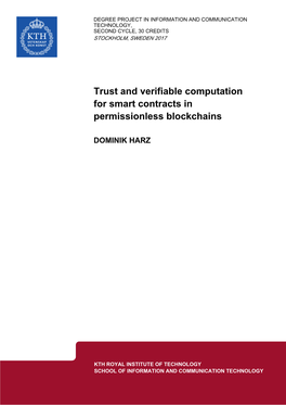 Trust and Verifiable Computation for Smart Contracts in Permissionless Blockchains