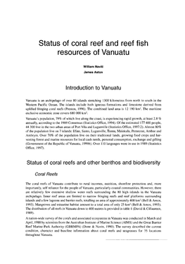 Status of Coral Reef and Reef Fish Resources of Vanuatu
