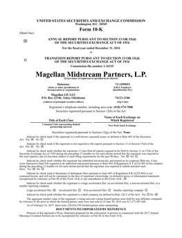 Magellan Midstream Partners, L.P. (Exact Name of Registrant As Specified in Its Charter)
