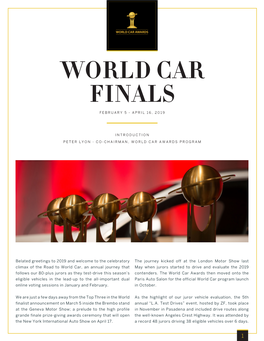 World Car Finals February 5 - April 16, 2019