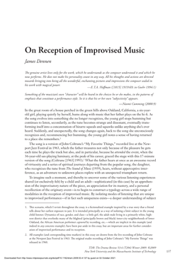 On Reception of Improvised Music James Dennen