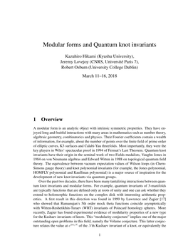 Modular Forms and Quantum Knot Invariants