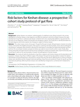 A Prospective Cohort Study Protocol of Gut Flora