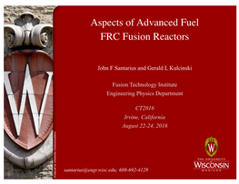 Aspects of Advanced Fuel FRC Fusion Reactors
