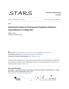 Exploring the Impact of Pre-Exposure Prophylaxis Related to Sexual Behavior in College Men