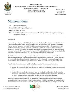 Memo and Draft Decision Document