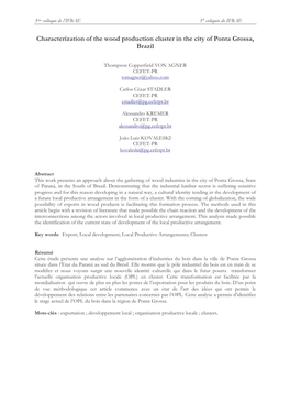 Characterization of the Wood Production Cluster in the City of Ponta Grossa, Brazil