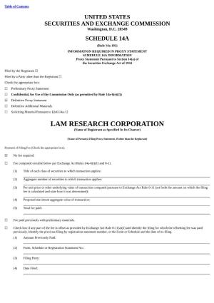 LAM RESEARCH CORPORATION (Name of Registrant As Specified in Its Charter)