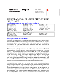 Biodegradation of Linear Alkylbenzene Sulfonates