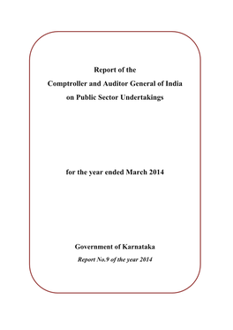 Report of the Comptroller and Auditor General of India on Public Sector Undertakings