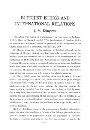 Buddhist Ethics and International Relations