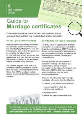 Guide to Marriage Certificates