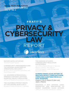 Pratt's Privacy & Cybersecurity Law Report