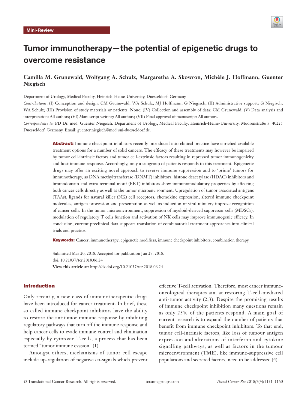 Tumor Immunotherapy—The Potential of Epigenetic Drugs to Overcome Resistance