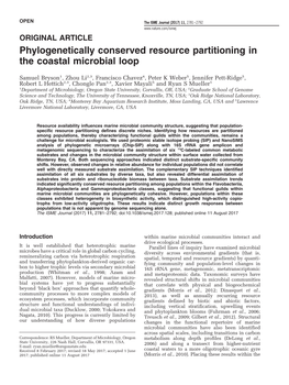Phylogenetically Conserved Resource Partitioning in the Coastal Microbial Loop