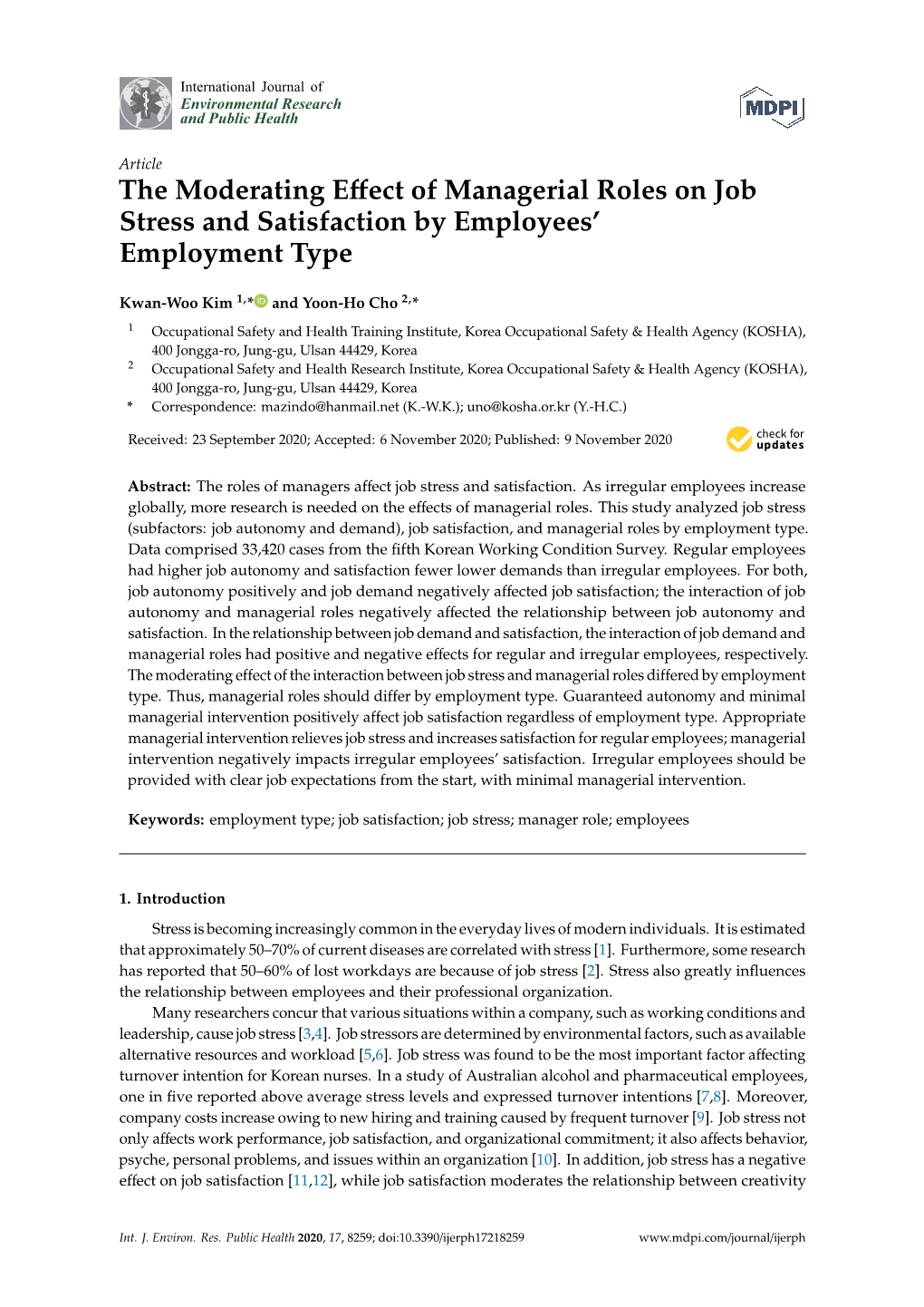 The Moderating Effect of Managerial Roles on Job Stress And