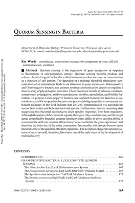 Quorum Sensing in Bacteria