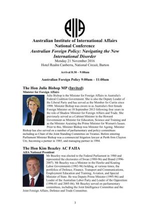 Australian Institute of International Affairs National Conference