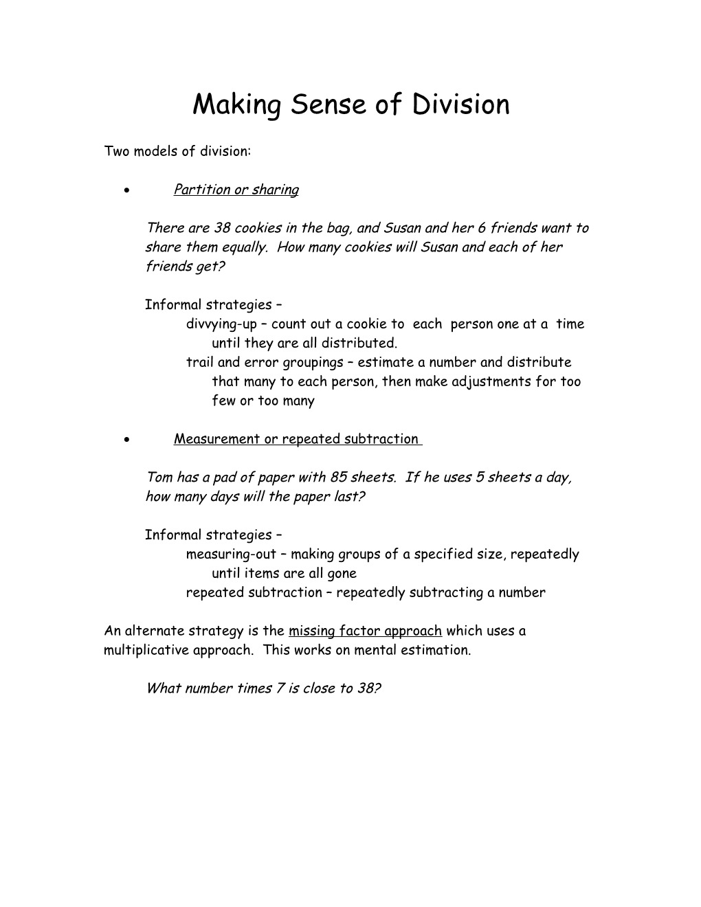 Making Sense of Division