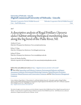 A Descriptive Analysis of Regal Fritillary (&lt;I&gt;Speyeria Idalia&lt;/I&gt;)