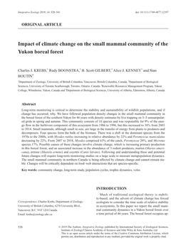 Impact of Climate Change on the Small Mammal Community of the Yukon