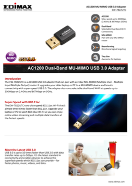 AC1200 Dual-Band MU-MIMO USB 3.0 Adapter