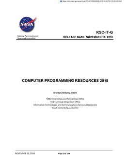 Ksc-It-G Computer Programming Resources 2018