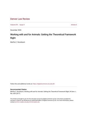 Working with and for Animals: Getting the Theoretical Framework Right