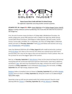 Haven Scores Extra Credit with Back-To-School Lineup PDF