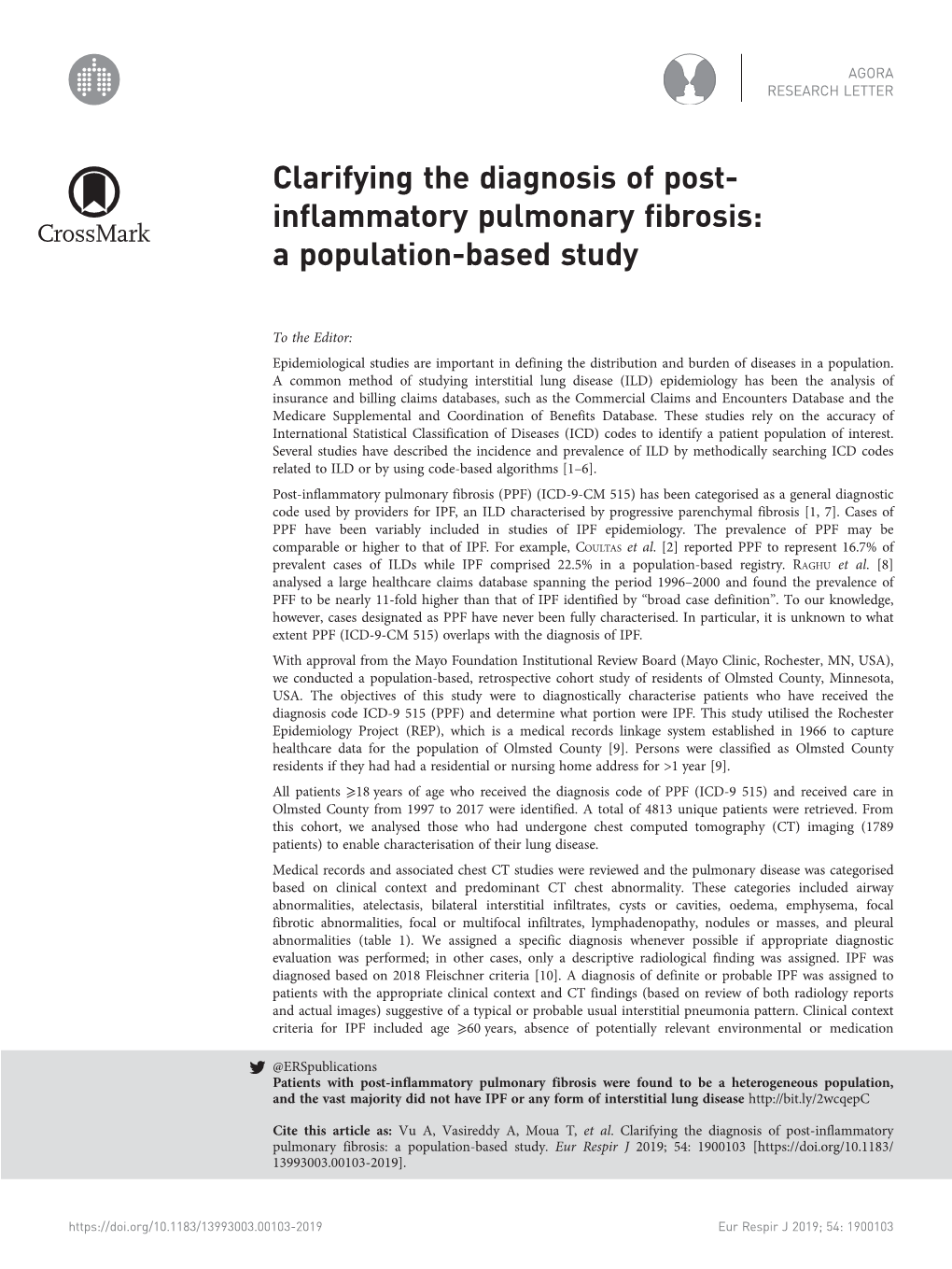 Clarifying the Diagnosis of Post-Inflammatory Pulmonary Fibrosis: a Population-Based Study