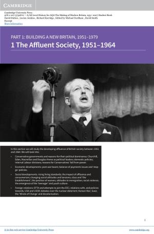 1 the Afluent Society, 1951–1964