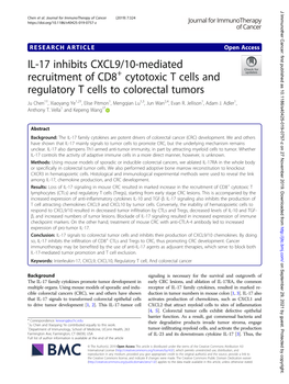 IL-17 Inhibits CXCL9/10-Mediated Recruitment of CD8+ Cytotoxic T
