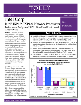Intel Corp IXP425/IXP420 Network Processors