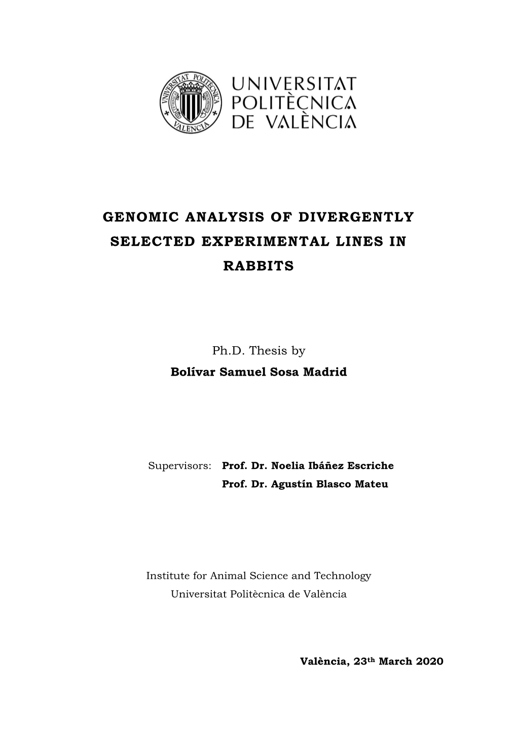 Genomic Analysis of Divergently Selected Experimental Lines in Rabbits