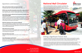 National Mall Circulator Transit on the National Mall Is Viewed As a “Missing Link”