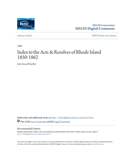 Index to the Acts & Resolves of Rhode Island 1850-1862