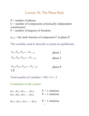 Lecture 36. the Phase Rule