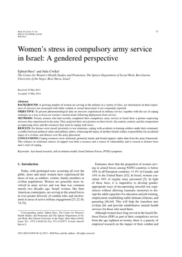Women's Stress in Compulsory Army Service in Israel
