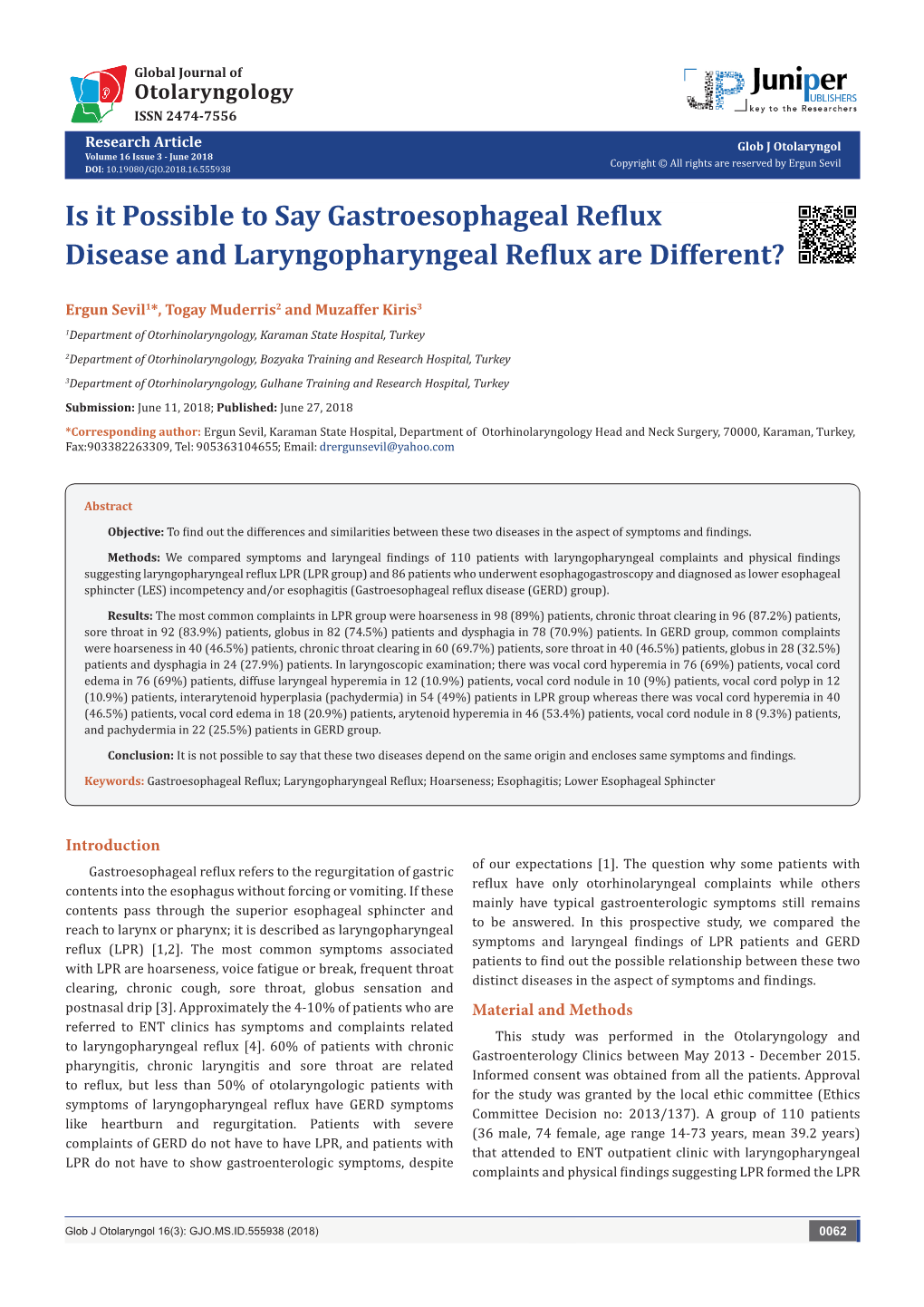 Is It Possible to Say Gastroesophageal Reflux Disease and Laryngopharyngeal Reflux Are Different?