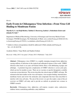 Early Events in Chikungunya Virus Infection—From Virus Cell Binding to Membrane Fusion