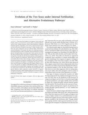 Evolution of the Two Sexes Under Internal Fertilization and Alternative Evolutionary Pathways